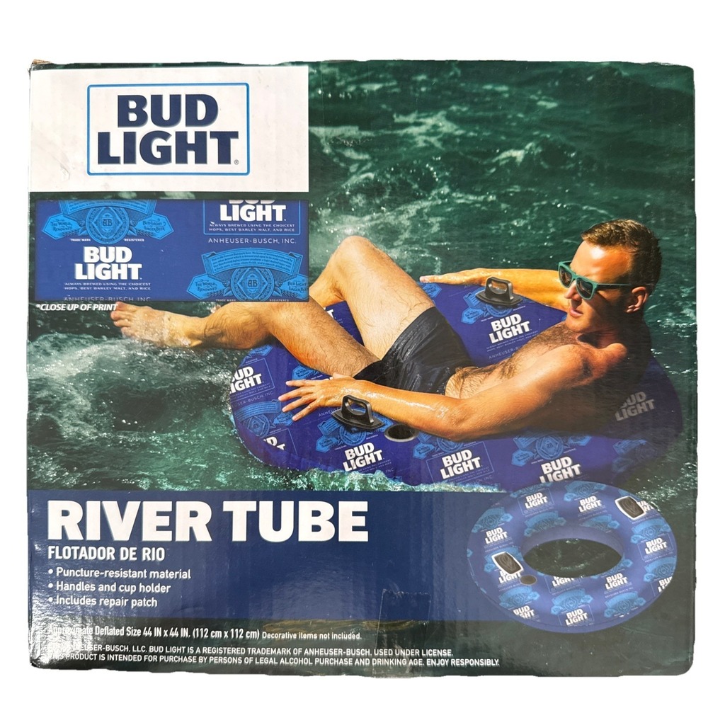 Bud Light Logo River Tube Inflatable Pool Raft Water Float New In Box